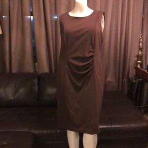 Jones New York Brown Fitted Dress with Ruching 16W